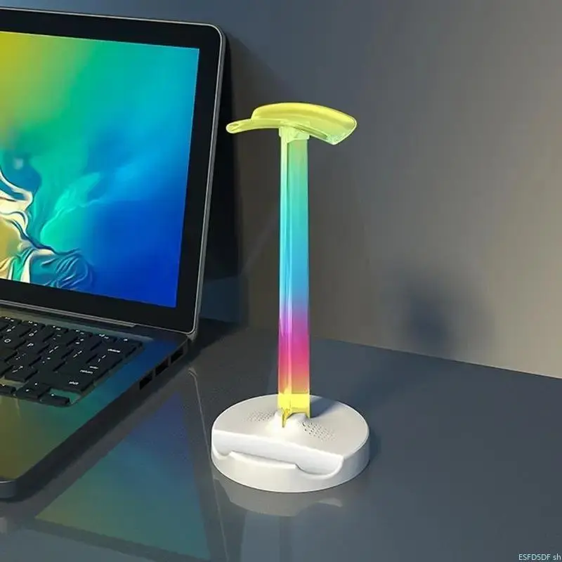 RGB Gaming Headphone Stand with Dynamic Multi-Light Modes, Built-in Desktop USB Extension Hub, Universal Over-Ear Headset Holder Rack, Plug & Play Gaming Desk Accessory for Cable Management & Cool Battlestation Decor smartwatch wearable tech casual wear