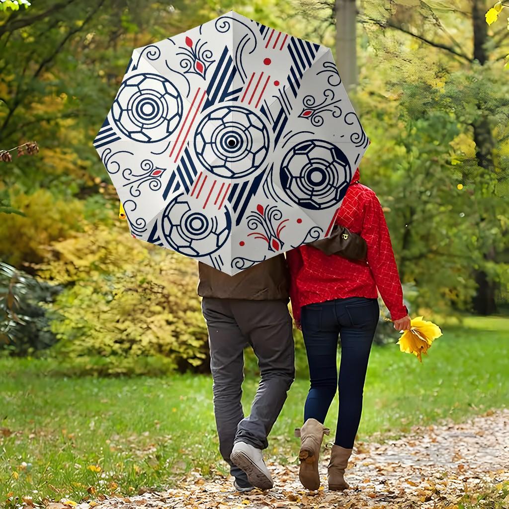 Football Field Pattern Umbrella, Automatic Open, Iron Frame, Portable Folding, Suitable for All Seasons, Travel, Office, Outdoor Use