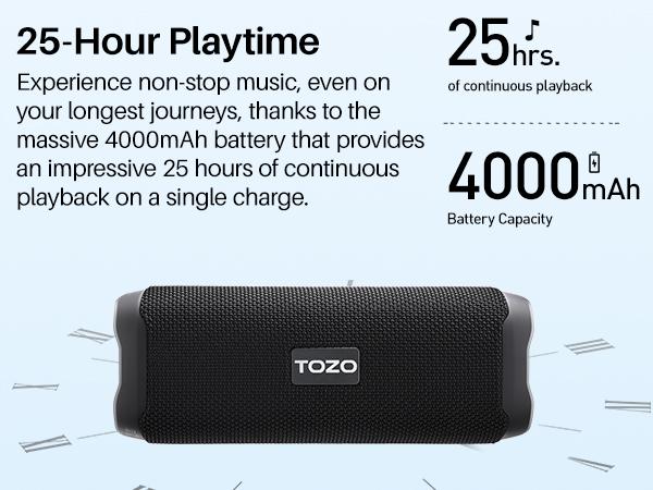 TOZO PA2 Bluetooth Speaker with Dual Drivers & Dual Bass Diaphragms Audio Smartphone FathersDayGift