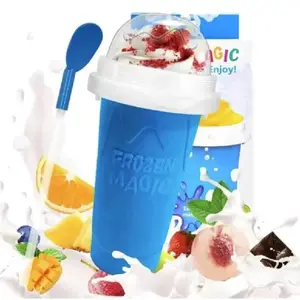 350ml Frozen Magic Slushie Maker Cup for Kids & AdultsMagic Squeeze DIY Frozen Drink Reusable IceeMaker Quick Freeze Slushy Cup with Straw SpoonFun Summer Kitchen Gadget for Home or Travel