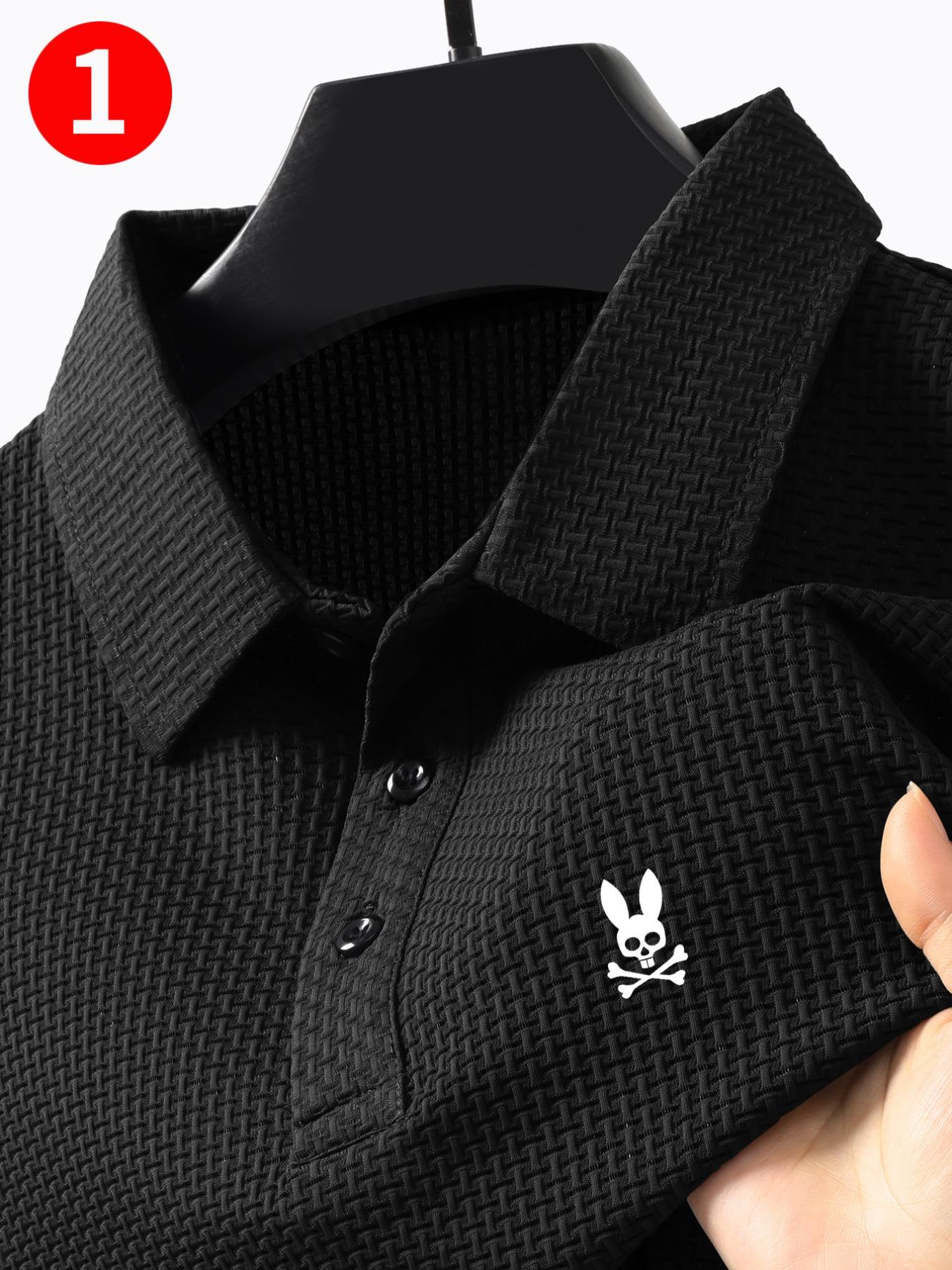 Men's Summer High-End Fitted Polo Shirt, Cool Comfortable Patterned Design, New Jacquard Fabric, Casual Outdoor Sports Wear, Available in Multiple Colors