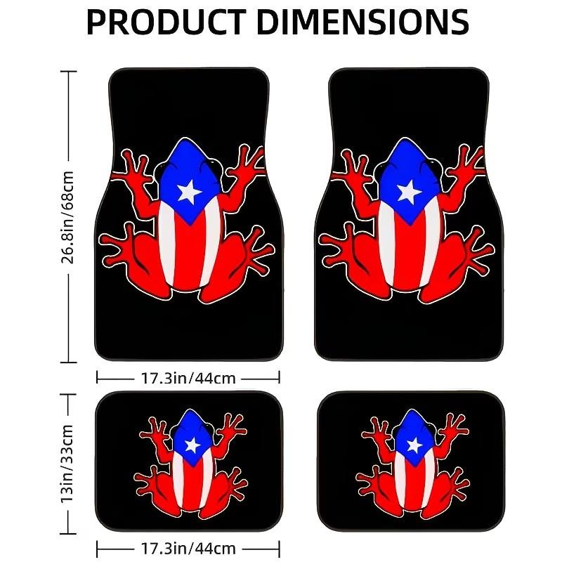 4-Piece Puerto Rico Cocoa Frog Car Mats, Car Floor Mats, Universal Fit, Polyester Fiber, Comfortable Non-Slip, Water-Resistant, All-Season Car Accessories