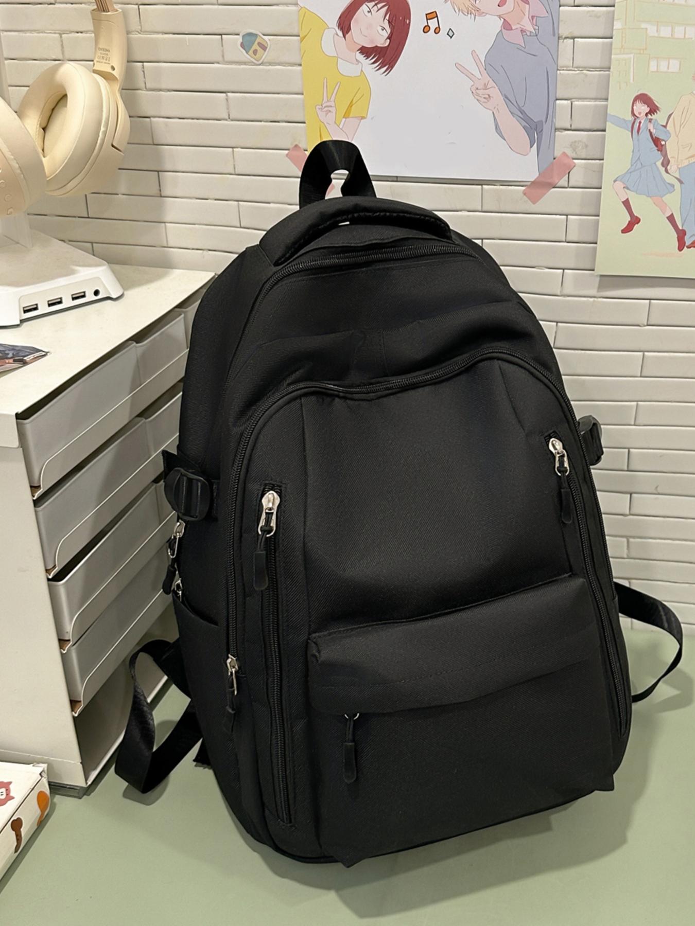 1pc  Women's backpack with solid color and clean color, zipper closure, fashionable and versatile, casual and simple, Durable Backpack, suitable for students to go to school, campus, work, commuting, shopping, women's backpack
