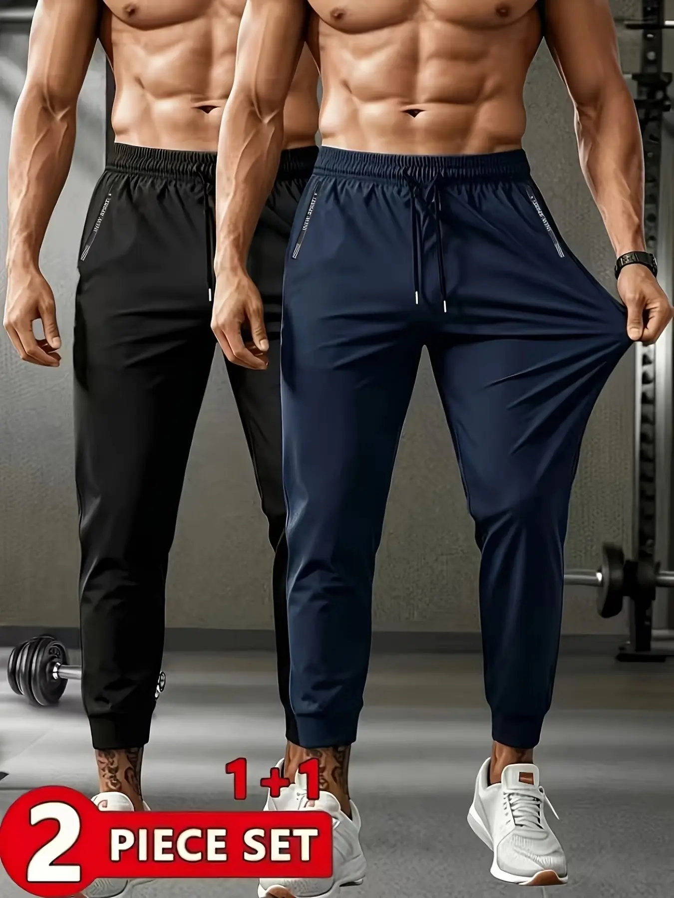 Men's Summer Ice Feel Ultra-Thin Quick-Dry Sports Pants, Sporty Knitted Pants, Breathable Drawstring Waist, Zip Pockets, Ideal for Gym, Running, Daily Wear