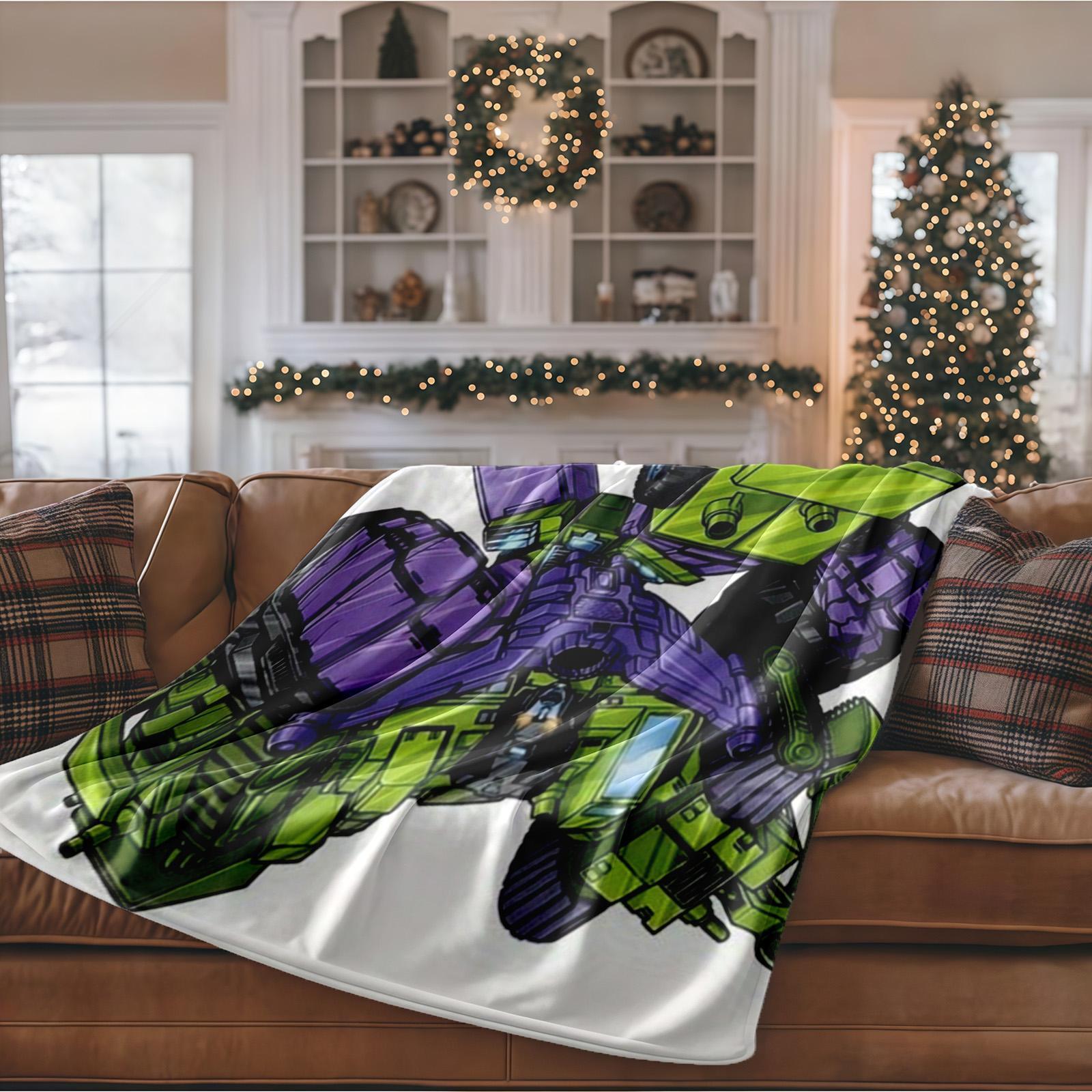 1 piece Transformers: Devastator themed flannel blanket - All-season flannel blanket, suitable for sofas and beds, super soft and comfortable, modern design style, digitally printed pattern, 100% polyester material, machine washable, suitable for