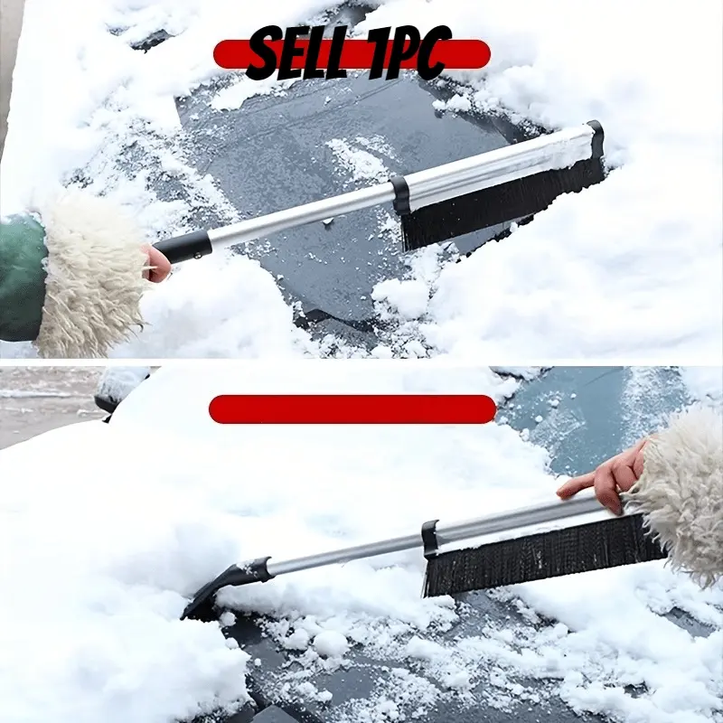 1PC Telescoping Car Snow Shovel, Integrated Ice Scraper & Snow Brush, Winter Ice and Snow Removal Accessory