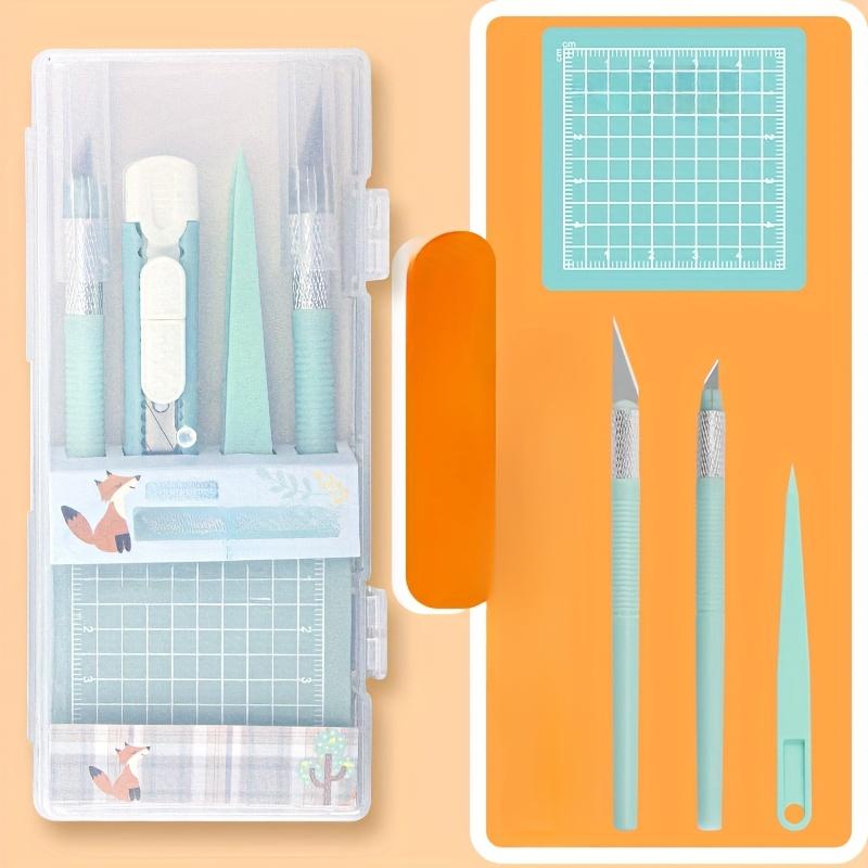 Complete DIY Art Scrapbooking Kit with Scrapbook Materials, Non-Expandable Handle, Pens, Carving Knives, Tweezers & Cutting Mats for Everyday Office Use