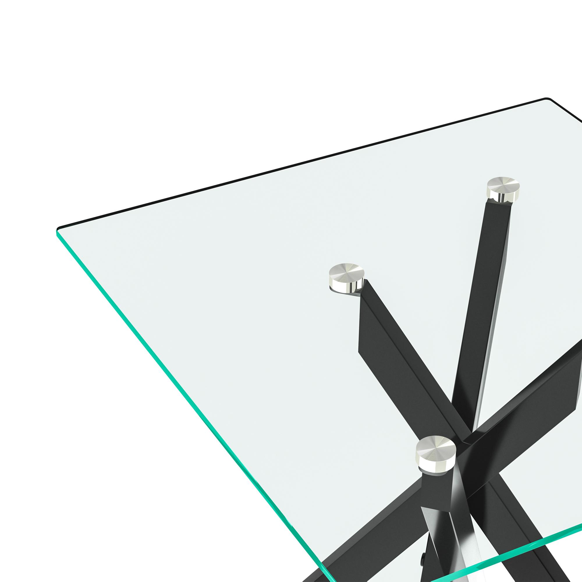 2-Piece Square Tempered Glass Side Table | 17.72" Clear End Tables set of 2 with Golden/Black/Silver Legs for Sofa/Bedroom