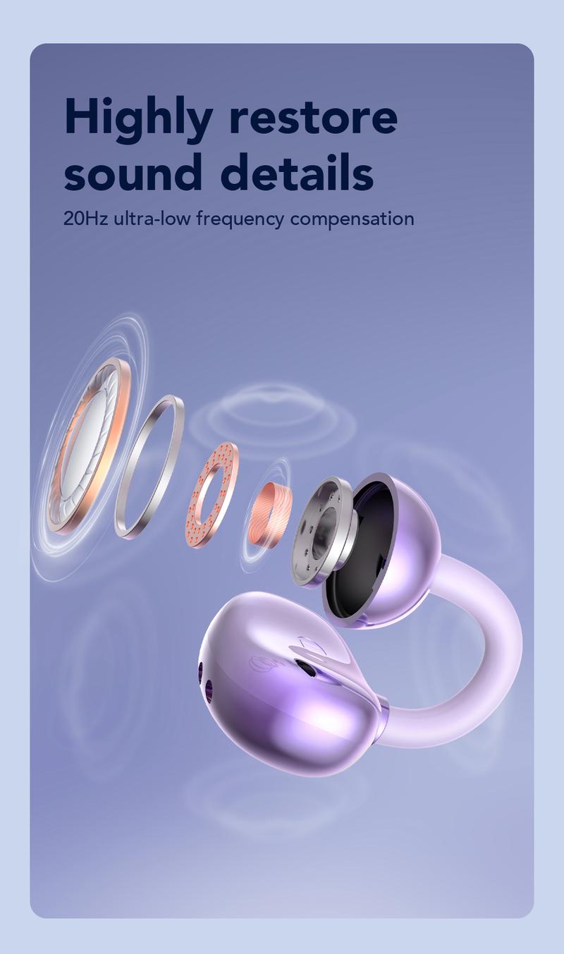 MINISO MS199 Translation Clip On Ear Headphones Full Color Touch Screen, Audio Wireless Headphones Support 135 Languages Real Time Bluetooth Translation Built-in Microphone for Music & Phone Calls,Sport Waterproof & Sweatproof