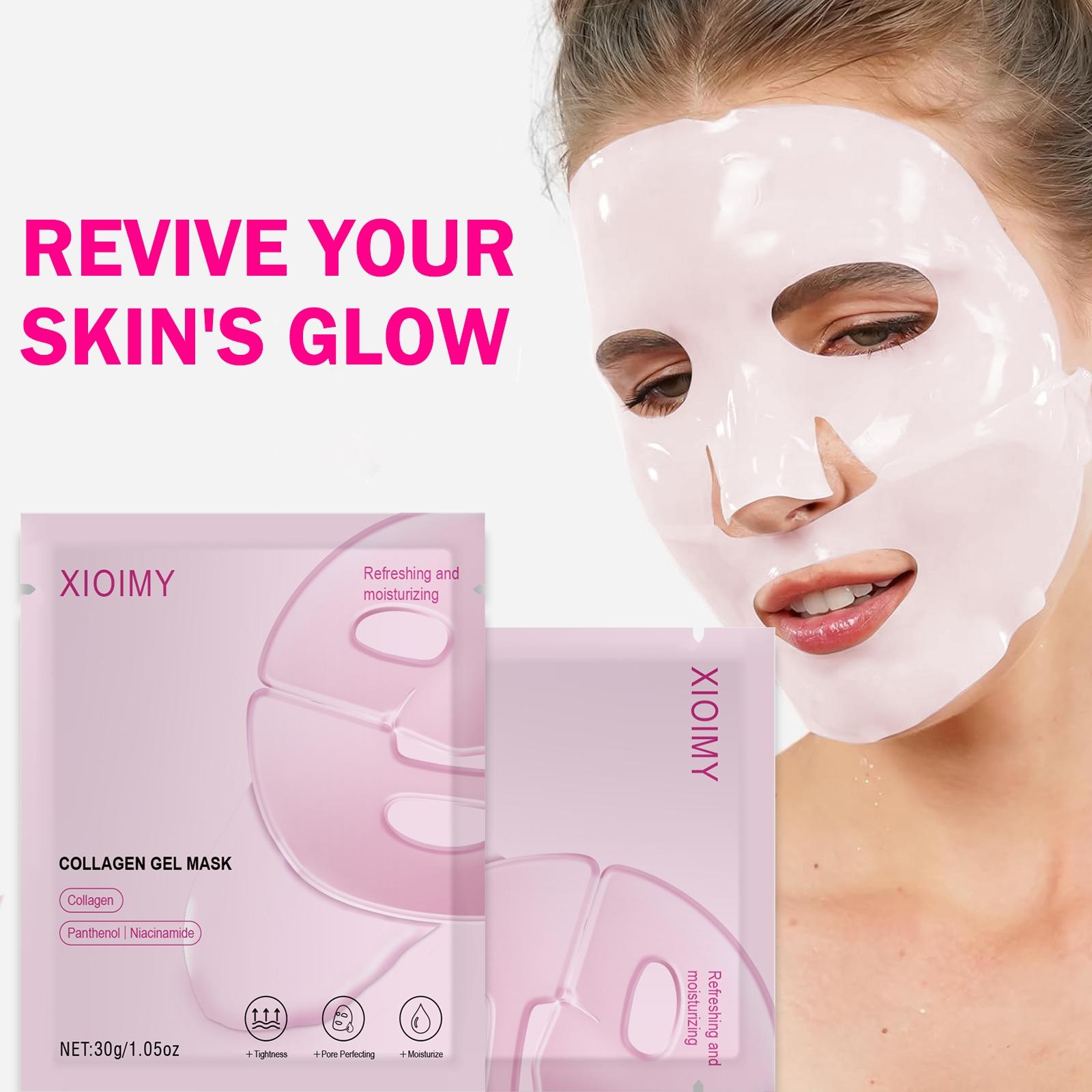 8pcs Collagen & Niacinamide Hydrating Masks, Tightening, Brightening, Moisturizing, Improves Skin Tone, Long-Lasting Care, Collagen Hydrogel Mask