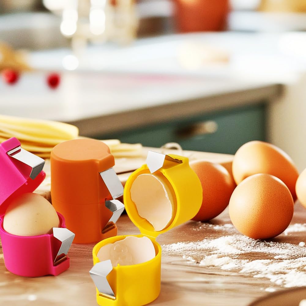 Stainless Steel Egg Opener Set – 3PCS for Effortless Egg Cracking, Cutting & Separating