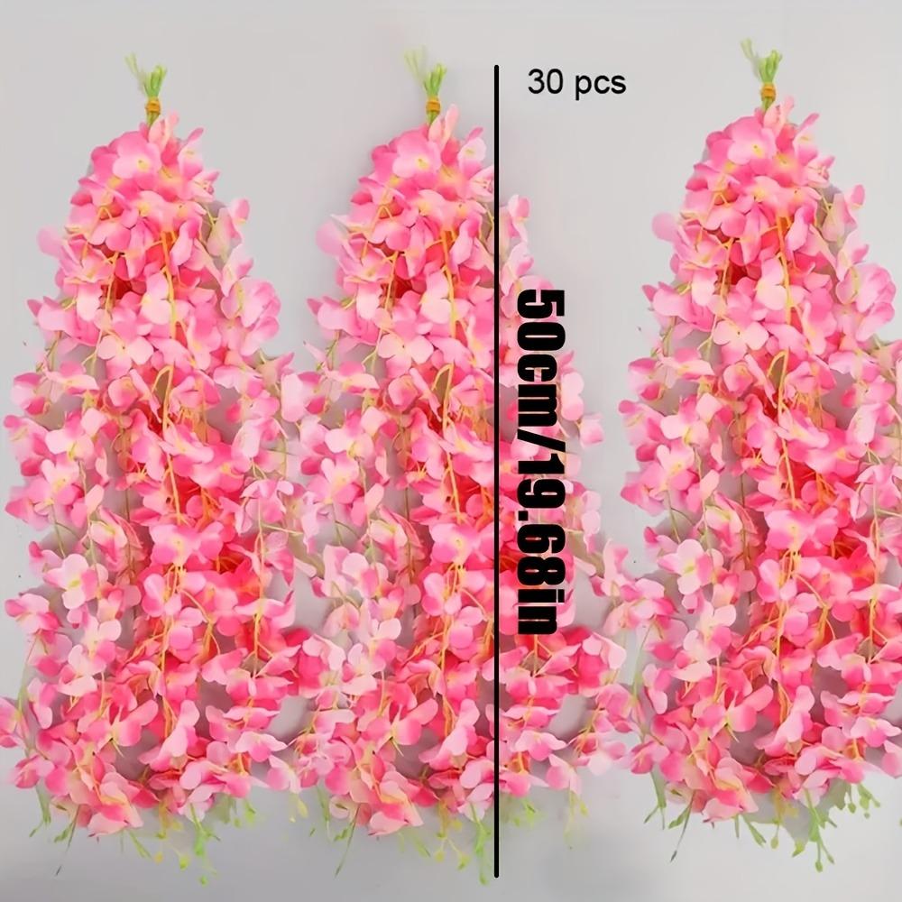 A Set of 30 Pink Artificial Wisteria Flowers for Hanging Decoration - Synthetic Vines for Decorative Purposes, And Indoor/Outdoor Decor, Suitable for Family Gatherings, Perfect for Ceiling Coverage, Weddings, Celebrations, Festivals Fake Flowers