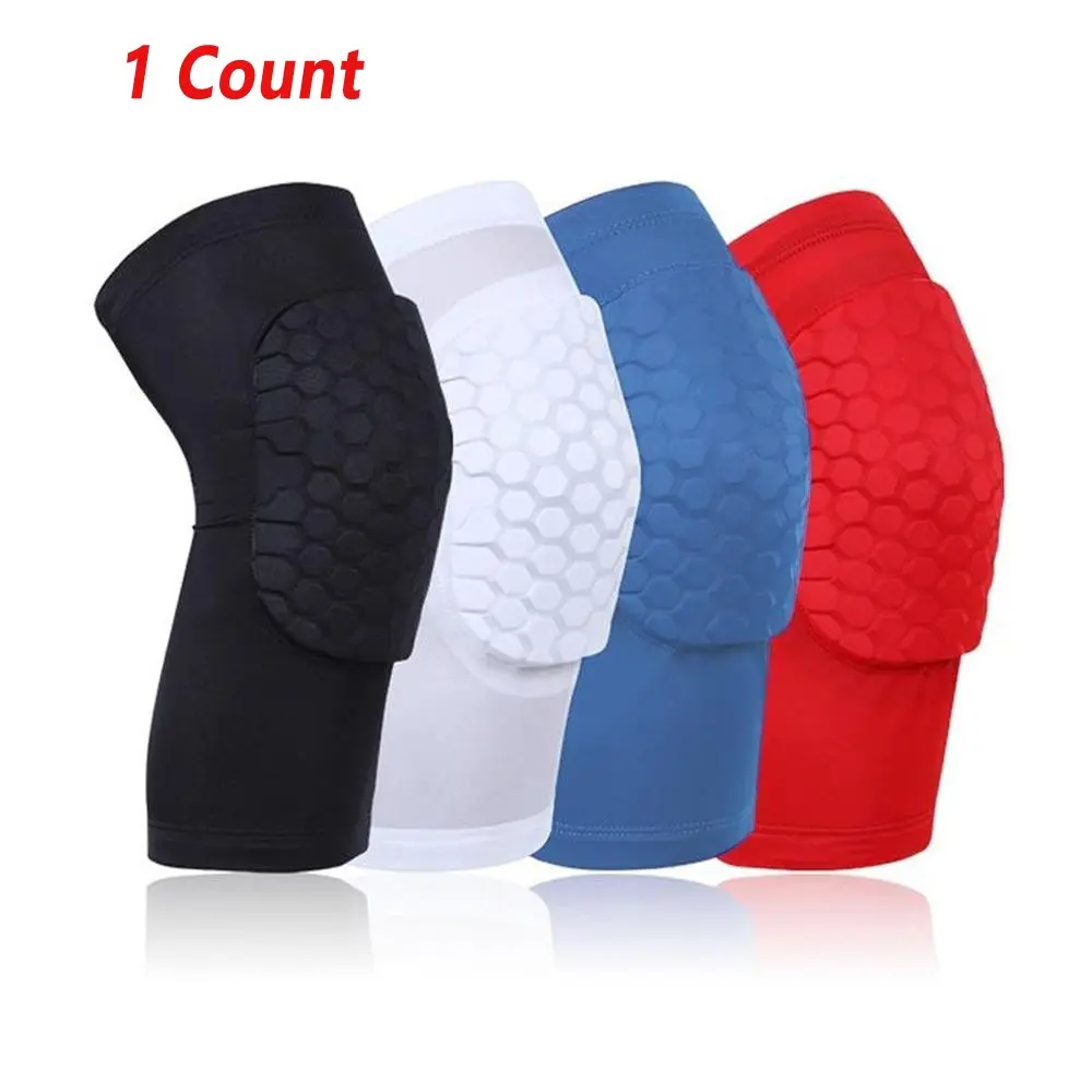1pcs Short Double Rubber Band Basketball Volleyball Knee Pads, Honeycomb Foam Brace, Compression Sleeves for Running, Bicycle, Sports, Protect Leg, Protective Sleeve