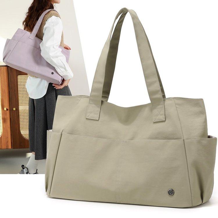 Large Capacity Nylon Tote Bag for Women, Lightweight Waterproof Canvas Shoulder Bag, Multi-Pocket Commuter Backpack, Casual Handbag for Students