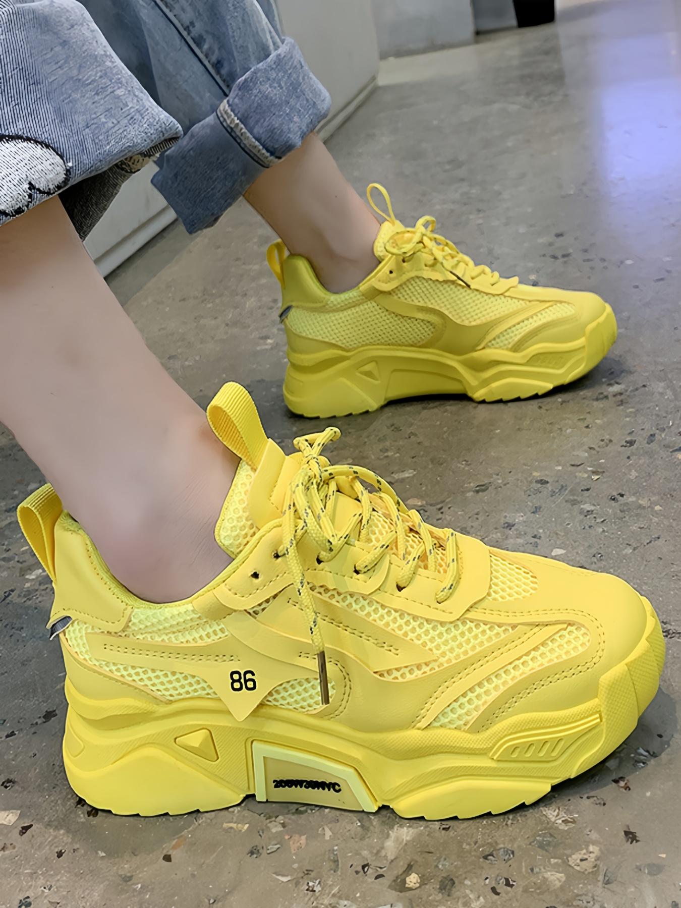 Women's Fashionable Lace Up Platform Sneakers, Casual Comfortable Breathable Sports Running Shoes, Sporty Running Shoes, All-match Round Toe Chunky Sneakers for Daily Wear