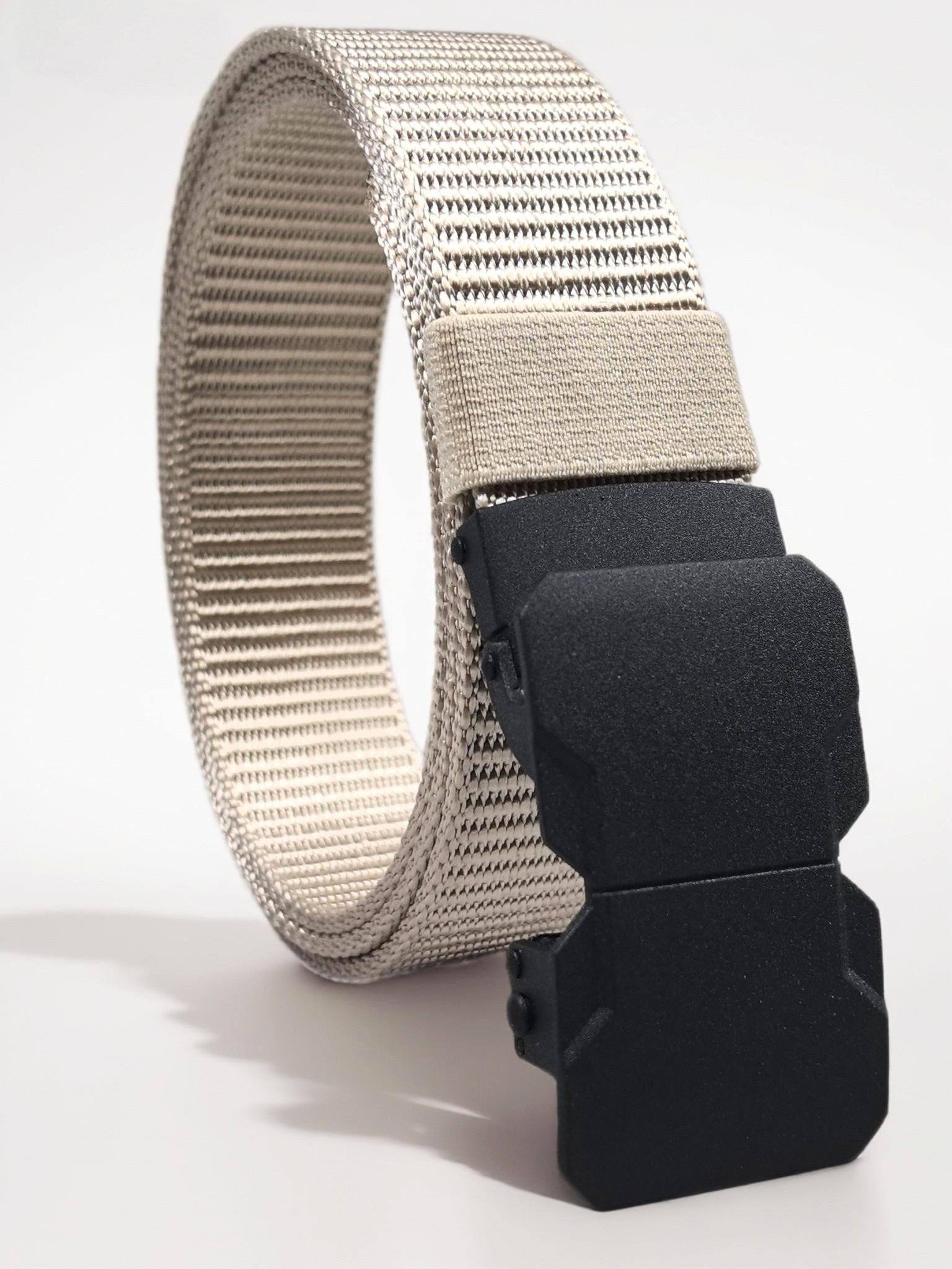 Men's Zipper Nylon Belt with Alloy Buckle, Automatic Stretch Golf Waistband, Outdoor Tactical Hiking Belt, Durable and Comfortable Design