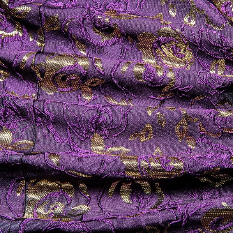 AILISUS Hipster Single Breasted Men's  Purple Suit Golden Flowers Lapel Blazer With Pockets Soft Casual Party Dinner Menswear Tops Jacket Formal Long Sleeve