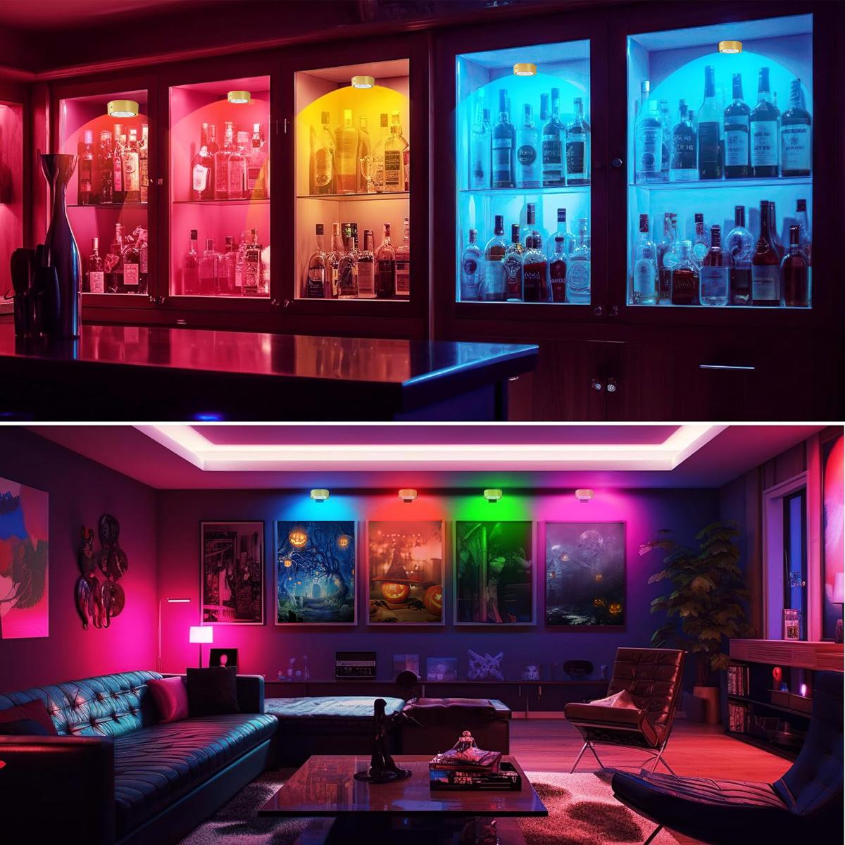 3PCS Picture Lights, Battery Operated Picture Lights for Wall, Led Painting Light with Remote Dimmable and Timer, 3 Lighting Modes Art Display Light for Picture Frame Paintings, Wireless Wall Decor Puck Lights for birthday party Christmas Helloween