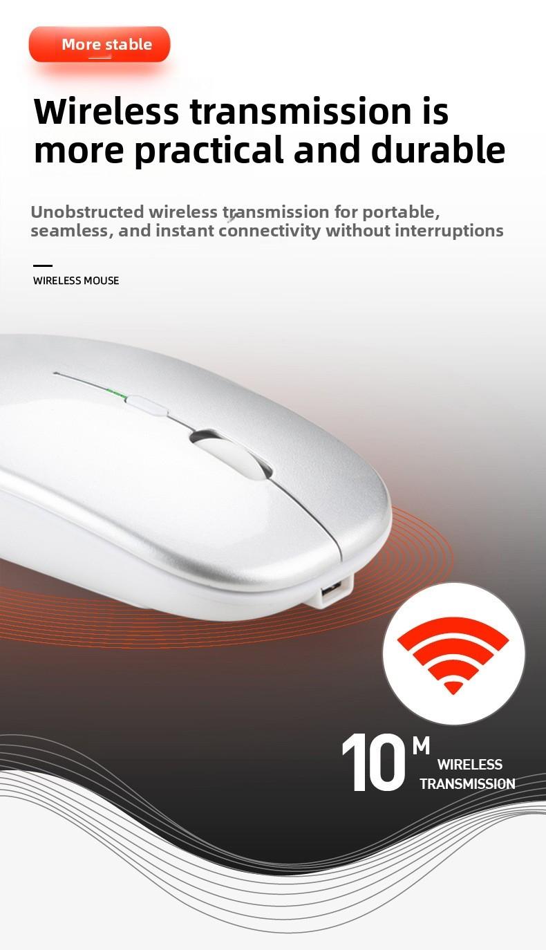 Wireless Bluetooth-compatible Dual Mode Mouse, Charging Display Screen, Silent, Laptop, Desktop Computer, Phone, Tablet Compatible, Lightweight Design