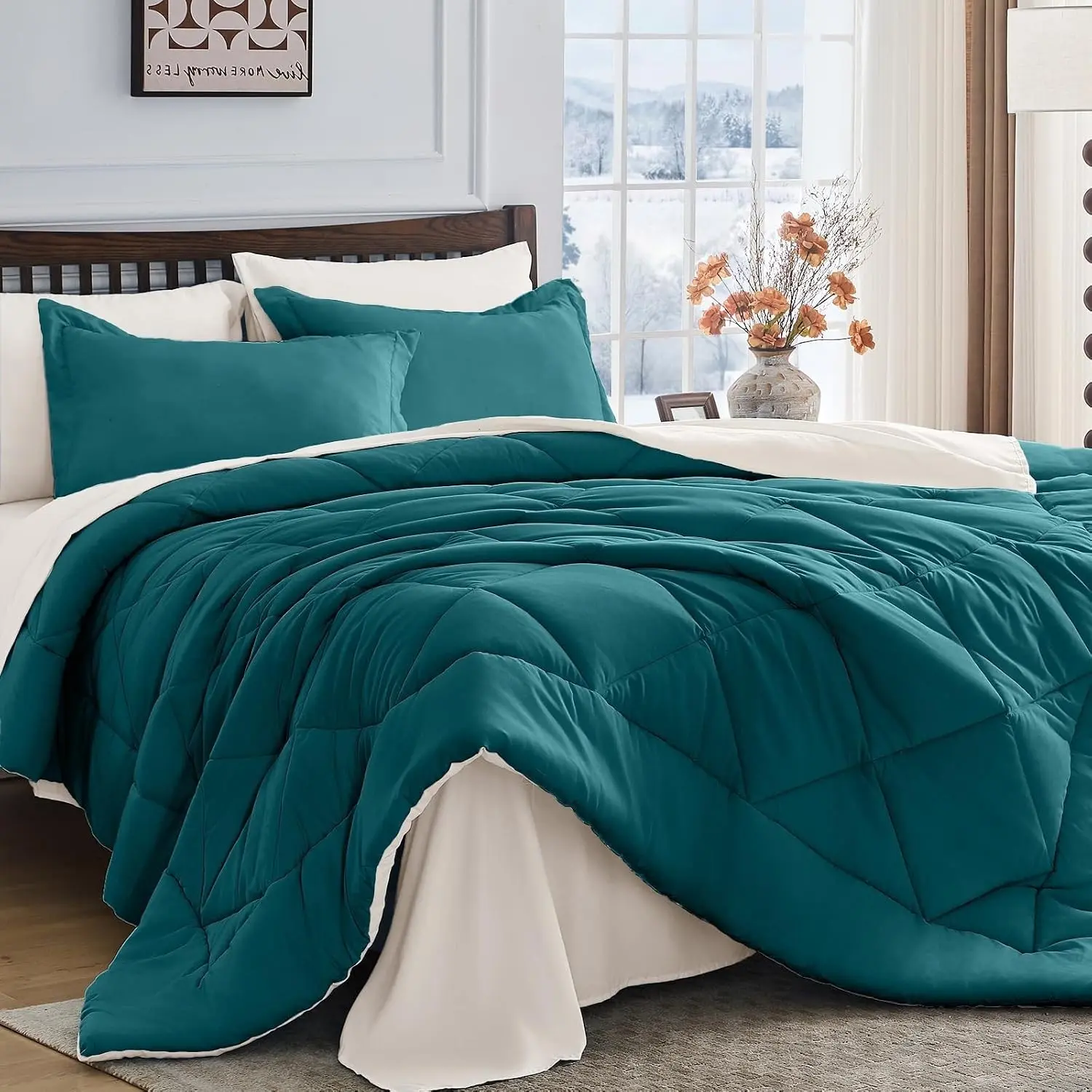 Peacock Blue & Ivory