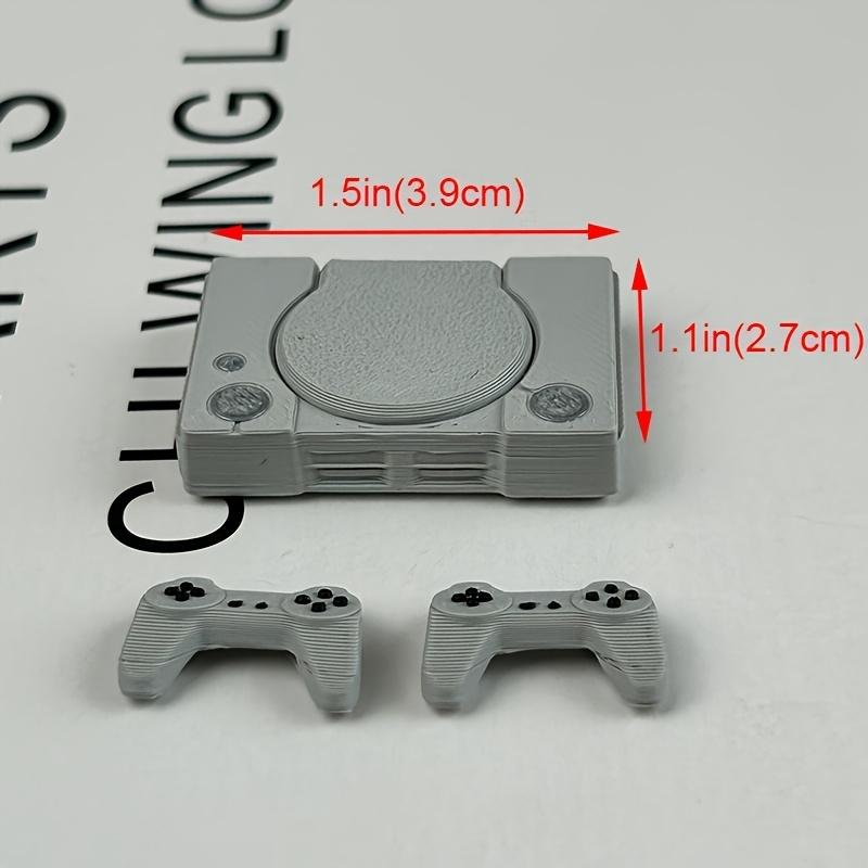 1 set of miniature game consoles, retro PS model ornaments, flip-top game console model with controller set