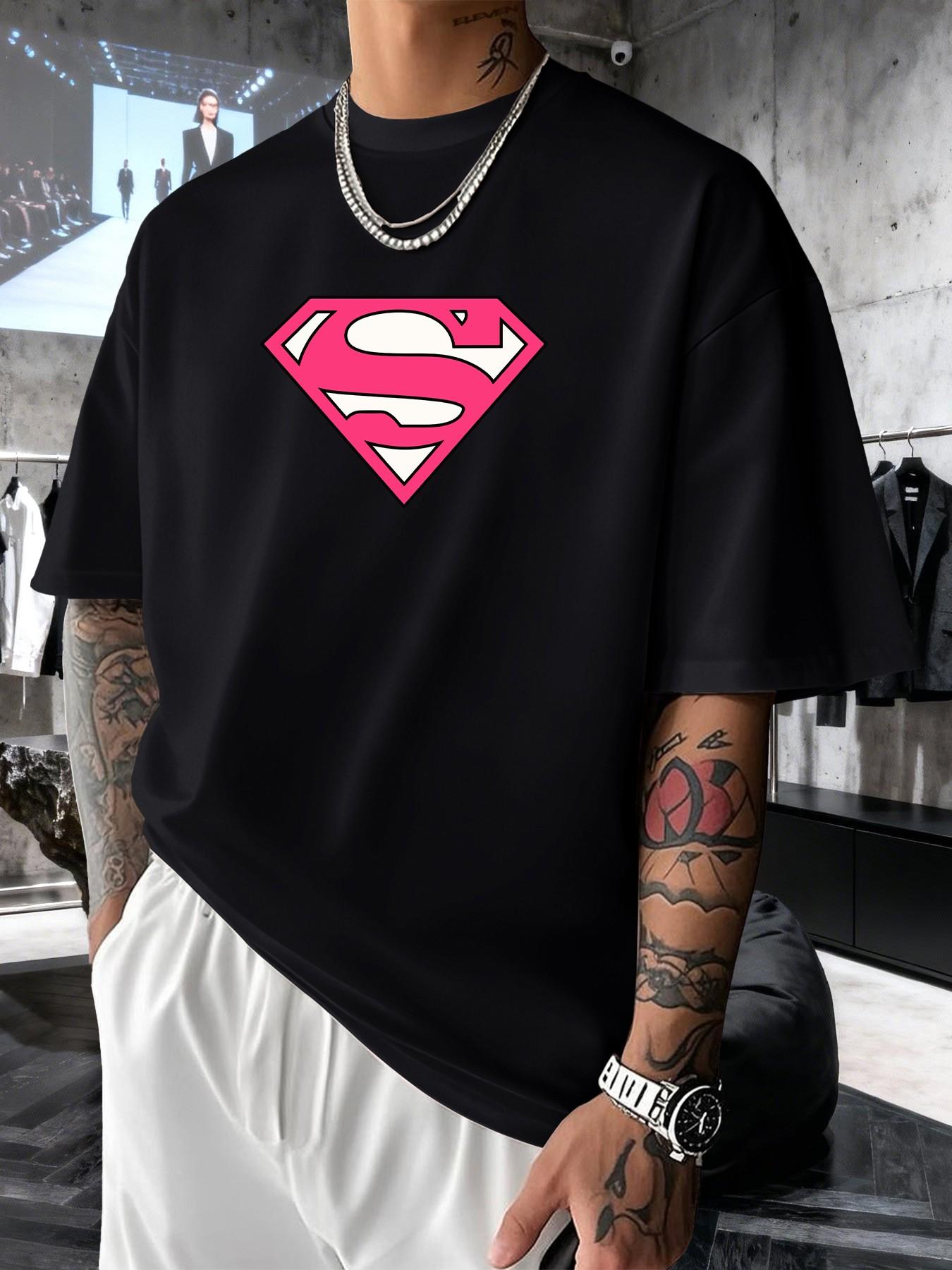 Superman S Classic Logo Men's Fashion Short Sleeve Round Neck Casual Summer T-Shirt, Suitable for Daily Wear