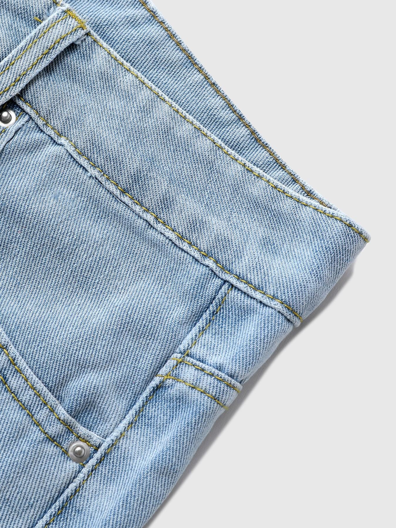 Men's Loose-Fit Denim Shorts, Spider Web Print, High-Quality Cotton, Zipper Closure, Street Style, Music Festival, Avant-Garde Fashion