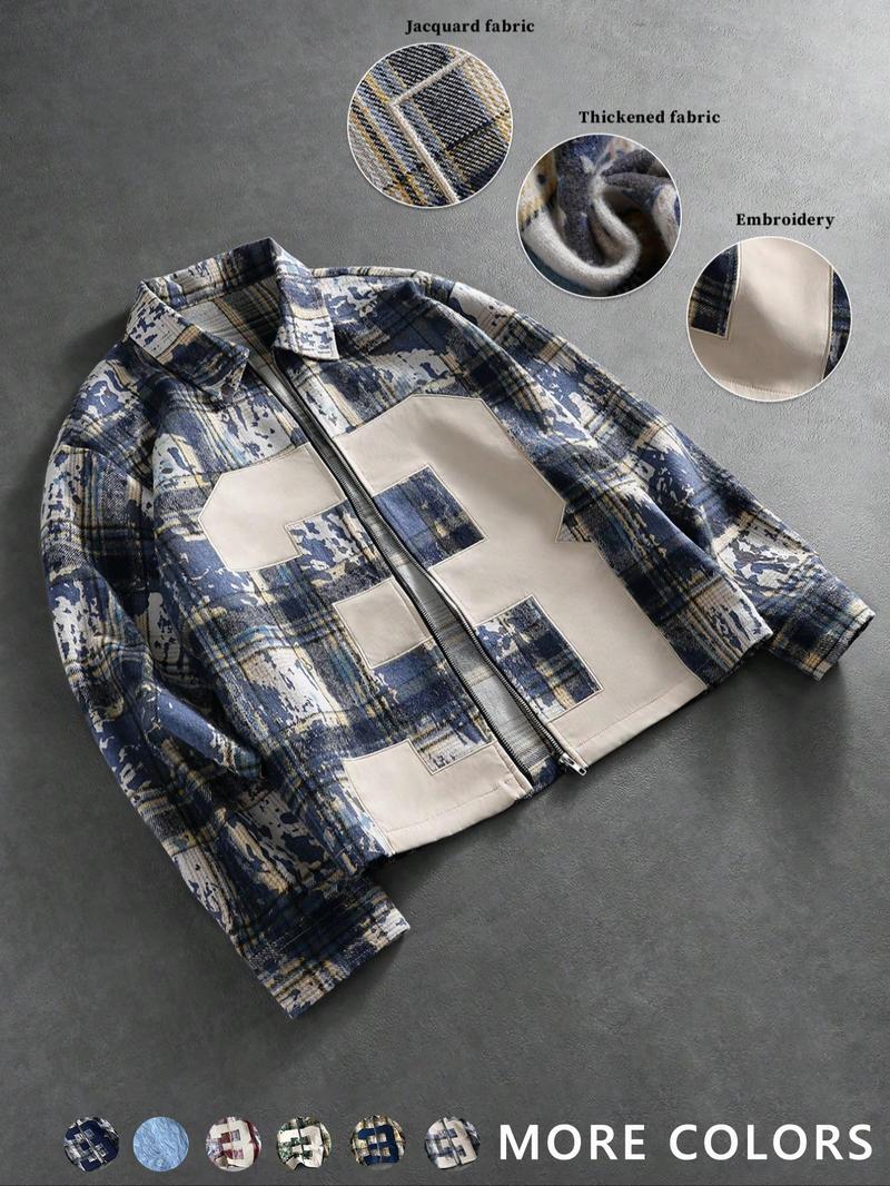 Men's New Trendy Fashion Street Campus Plaid Shirt, Casual Stylish Button-Down Top, Perfect for Daily Wear and School