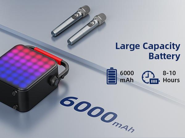 Karaoke Machine for Adults & Kids with Full-Screen LED Lights, Portable BT Speaker with 2 Microphones, Bass/Treble Adjustment, Supports TWS/FM/AUX/USB/TF Card for Home Party