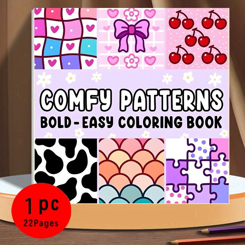 Comfy Patterns Bold & Easy Coloring Book for Kids & Adults - 22 Premium Easy Coloring Pages, 120gsm Thick No Bleed Paper, Non-Toxic Odorless, Perfect for Stress Relief, Mindfulness & Relaxing Creative Fun
