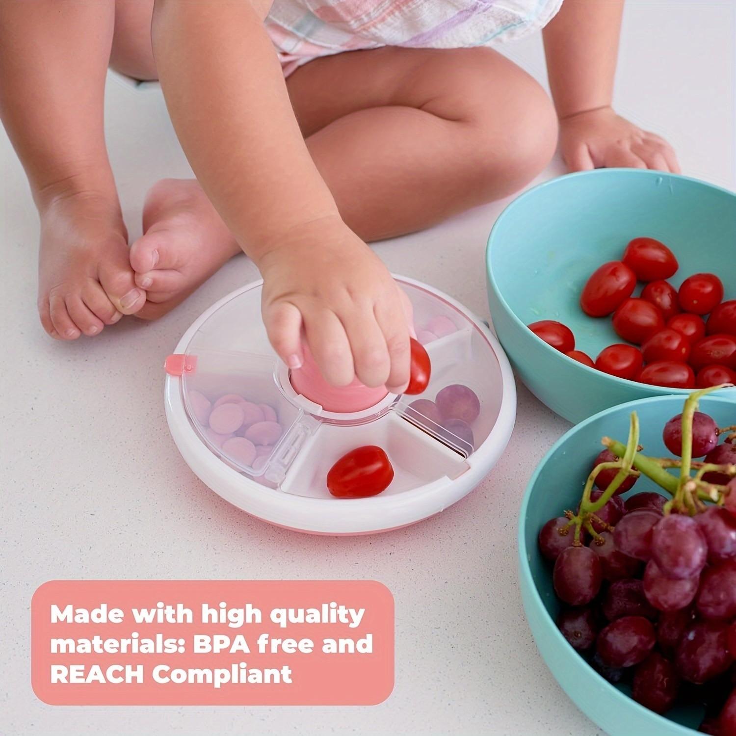Portable Snack Rotating Fruit Tray, Snack Rotating Container with Lid, 5 Compartment Snack Storage Box, Convenient Food Organizer, Fruit Storage Containers
