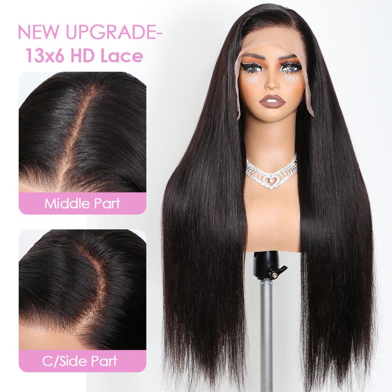 Pizazz Hair 28 30 inch Straight Human Hair Wigs Pre bleached Knots 13x6 HD Transparent Lace Front Wigs Pre plucked Hair Line With Baby Hair