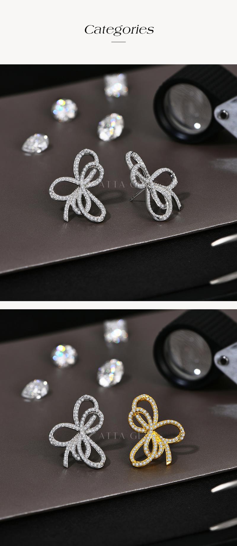 Butterfly shape D Color Synthetic Moissantie Earrings Fine Jewelry for Women Girls Daily Wear Beauty Birthday Gift Jewelry E040