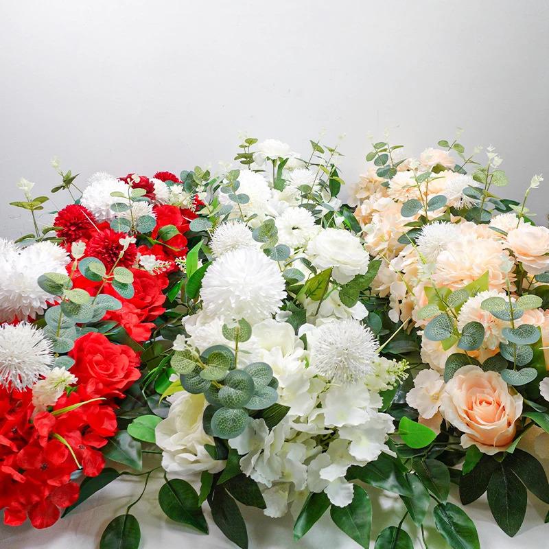 100cm Luxury White Rose Artificial Flower Row Wedding Table Centerpiece Flowers Backdrop Wall Arches Decor Party Stage Floral 100cm Luxury White Rose Artificial Flower Row Wedding Table Centerpiece Flowers Backdrop Wall Arches Decor Party Stage Floral