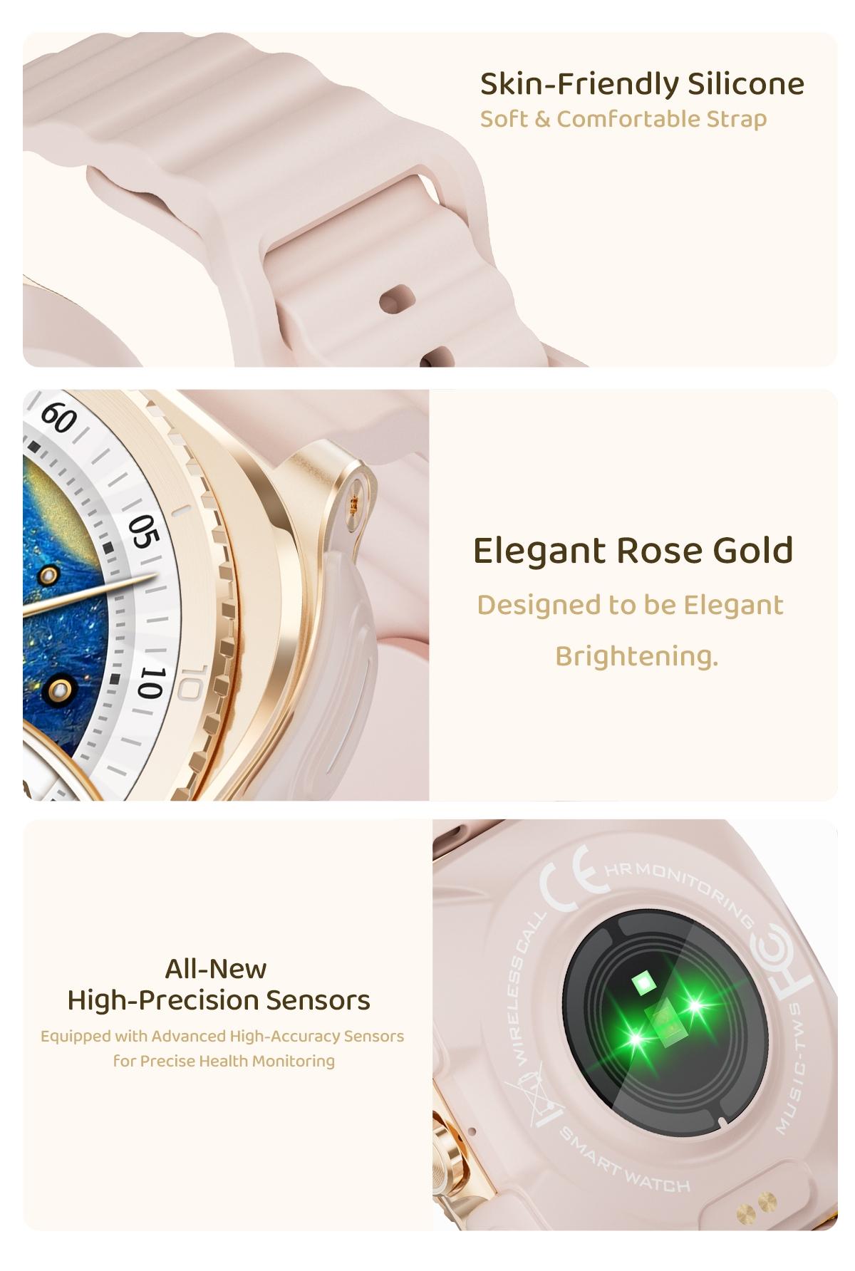 Women Smart Watch with Bluetooth Earbuds Wireless Fitness Tracker Heart Rate Monitor Music Playback Phone Calls for iOS Android