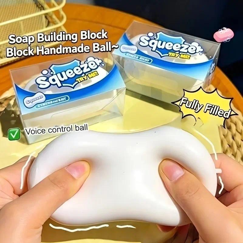 Soap Crunchy Ball Squishy Soap Stress Ball Fidget Toy Stress Relief Fidgets Crunchy Squeeze Ball Round Blocks Filled ASMR Anti Stress Toys for Adults Sensory Fidget Gift Fidget Balls