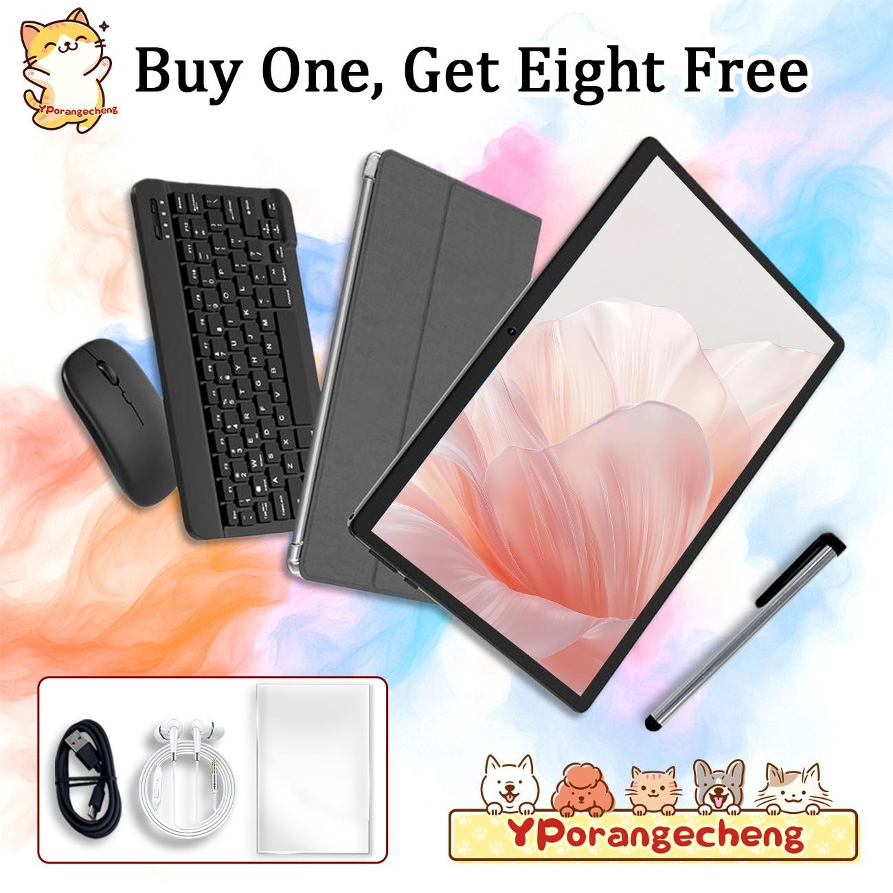 Surprise Gift Alert, 10-Inch HD Screen Android Tablet PC, 5g WiFi Dual Camera, 2-In-1 Tablet, Bluetooth-compatible Keyboard, Mouse, Earphones, silver Color, Tablet With Keyboard