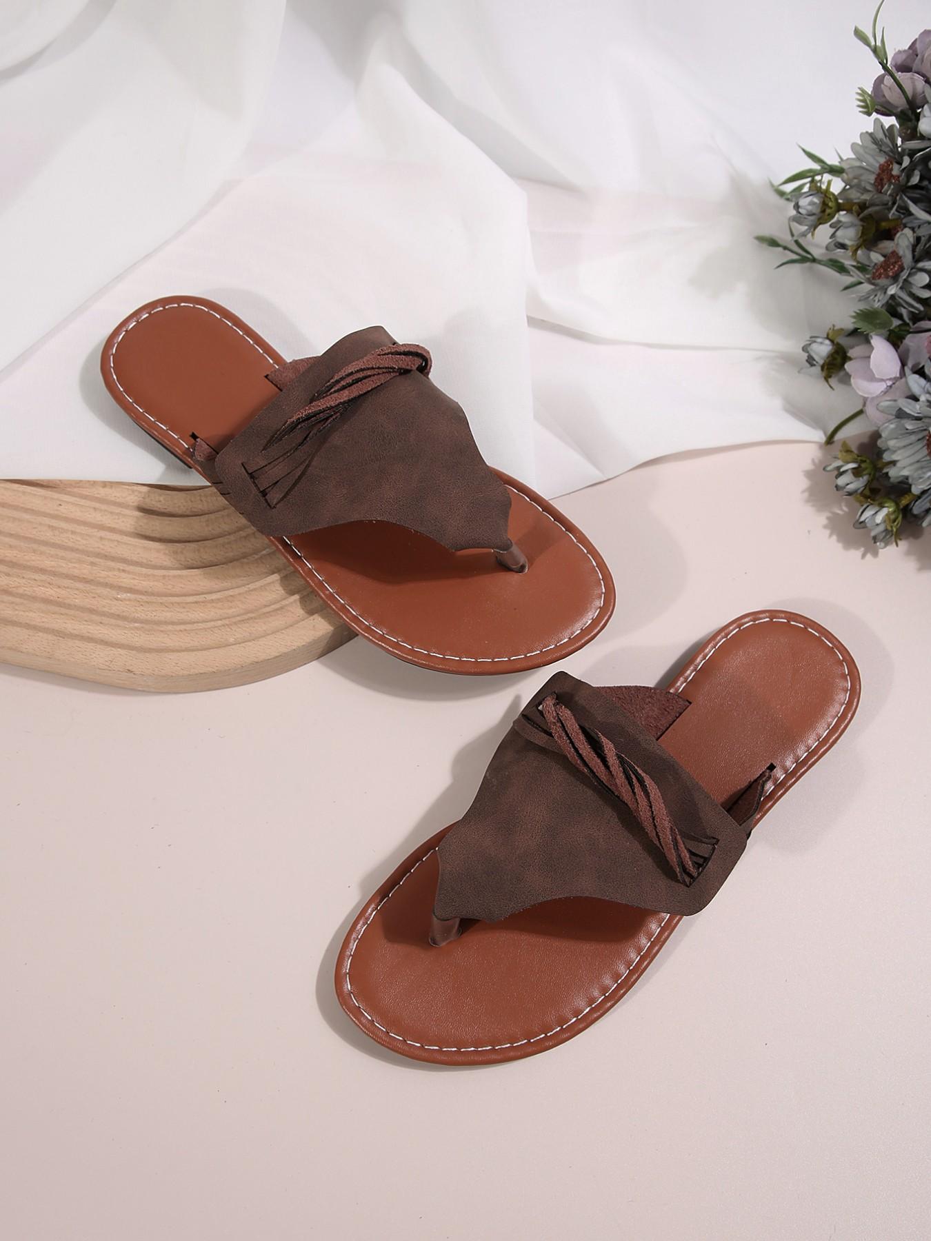 Large Size 36-44 Folded Strap Sandals, Flat Flip Flops, Multi-Color, Comfortable PU Sole, Ideal for Daily Wear, Beach, Shopping