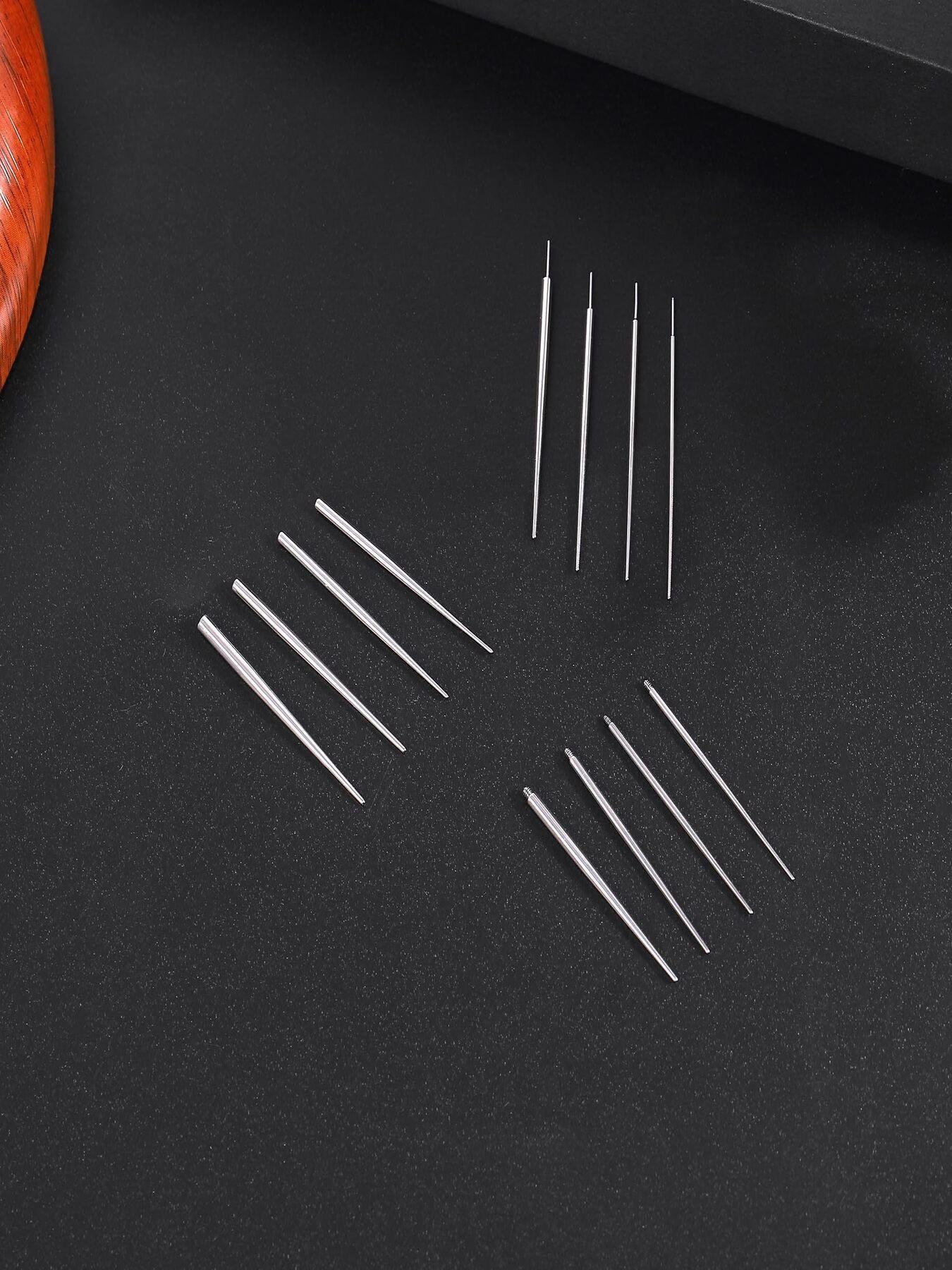 12 Pcs Piercing Needles Set Minimalist & Professional Surgical Stainless Steel Multi-Gauge (14G/16G/18G/20G) Multi-Type (Threaded/Threadless) For Body Piercing Artists Beginners Daily Use Gift
