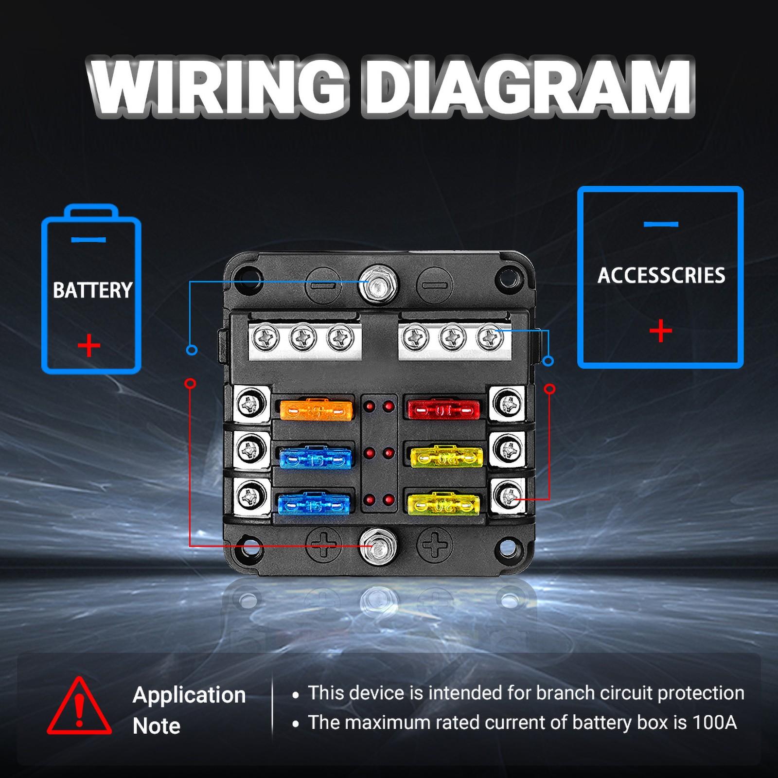 6 Way 12 Way Car LED Blade Fuse Box Seat 12V 24v Automotive Distribution Relay, Durable Vehicle Electrical Accessory, Universal Fit