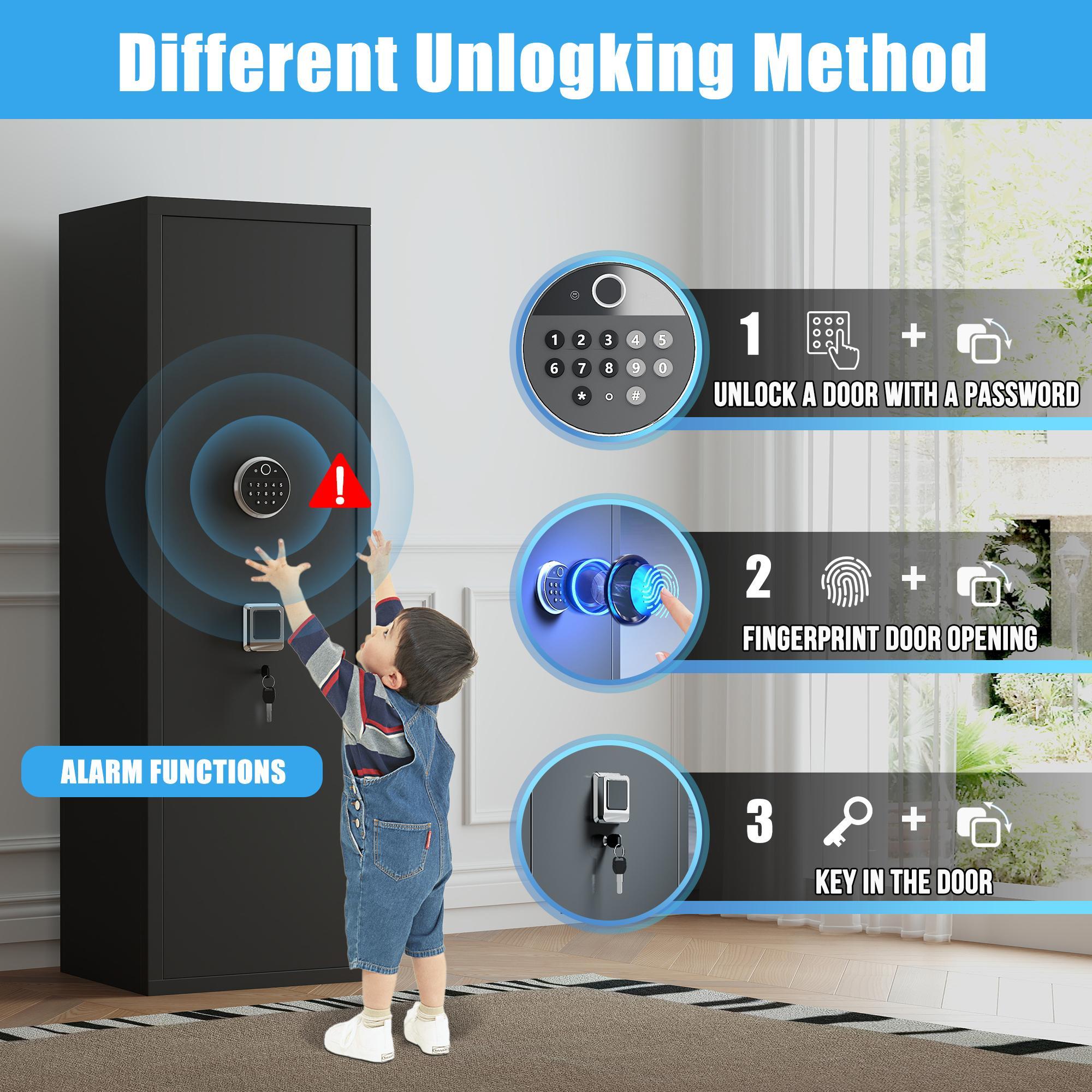 THOF,rapid access,pistol safe,3 ways to unlock,fingerprint,Passcode,key,Suitable for bedroom living room,Heavy Duty Biometric Fingerprint Lock,Detachable Structure,Avoid security risks