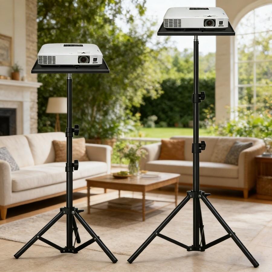 Adjustable Height Multifunctional Projector Stand with Tray, Foldable Design, Easy Storage, Suitable for Desktop or Floor Use