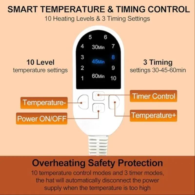 Adjustable Temperature Heating Cap, Eu Plug, 10 Heat Settings, Timer Function, Home Hair Care Oil Hat, Deep Nourishment, Best Gift for Girlfriend