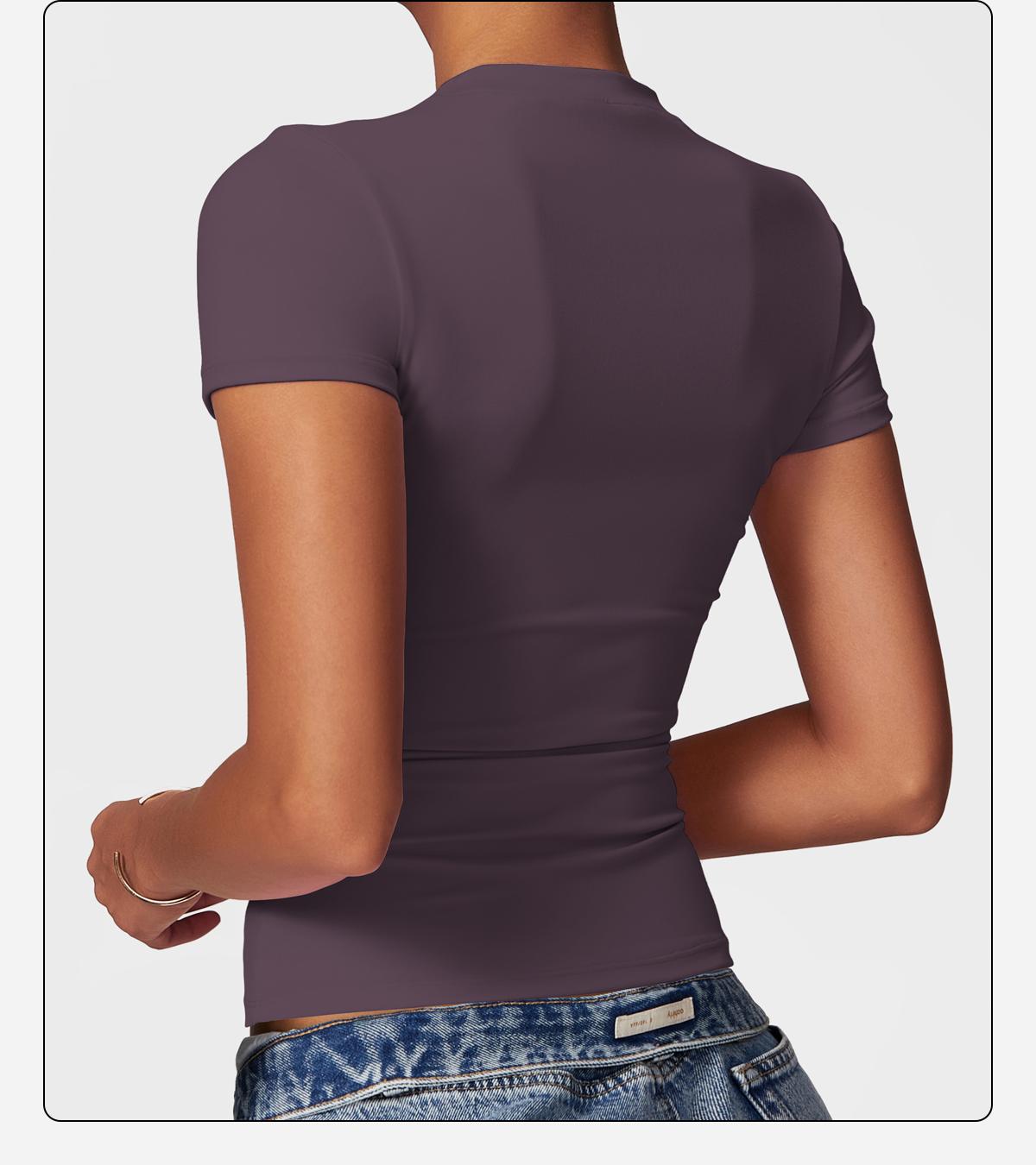 MFVIM Women's T Shirt Basic Short Sleeve Round Neck Slim T Shirt Summer Workout Casual Tight Top 2025 sporty Minimalist Womenswear Tshirt SpringStatements