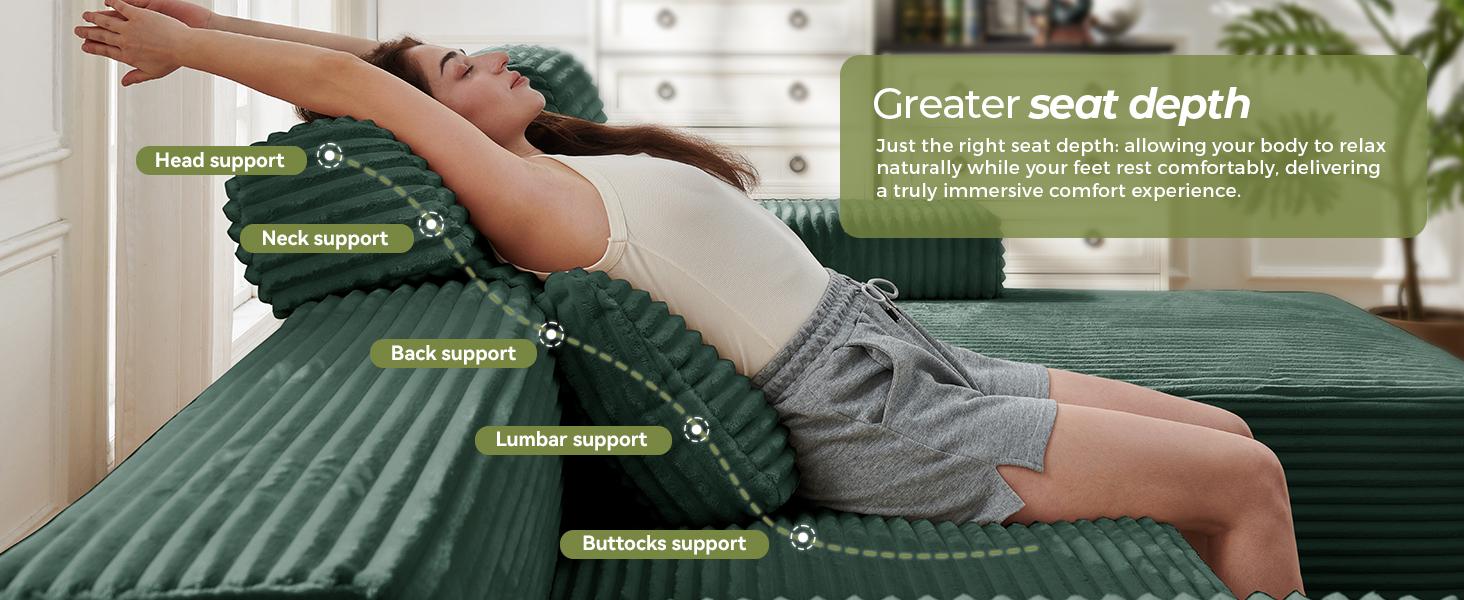 【2 Packages Shipping】104" Modular Sectional Couch with Chaise, L-Shape Oversized Cloud sofa Couch,Corduroy Cloud Velvet Boneless Couch for Living Room, Sofa in A Box, No Assembly Required