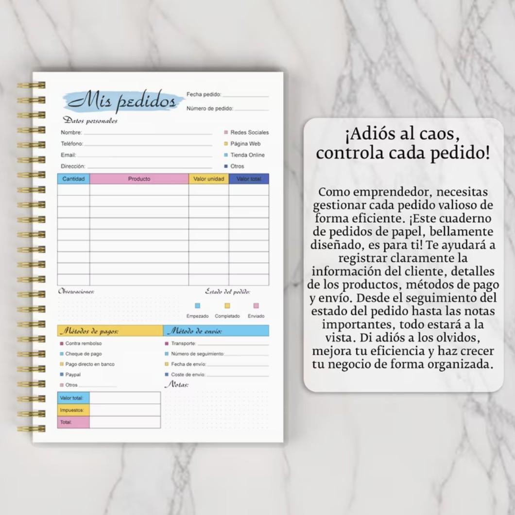 Entrepreneur Order Notebook, Business Order Tracking Manual Online, Store and Social Media, Essential Tool for Entrepreneurs