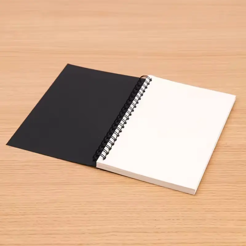 A5 12×18cm Blank Inner Page Spiral Notebook Writing Notebook 4 Styles Kraft/Black Cover Plain Drawing Book Office Notepad Children Graffiti Diary School Sketch Stationery