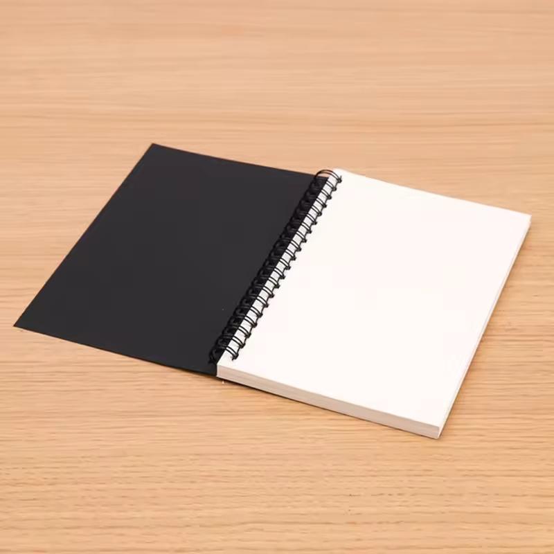 A5 12×18cm Blank Inner Page Spiral Notebook Writing Notebook 4 Styles Kraft/Black Cover Plain Drawing Book Office Notepad Children Graffiti Diary School Sketch Stationery