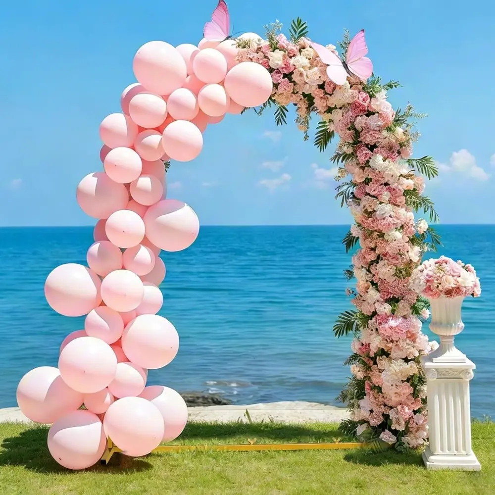 Modern Multi-Size Metal Round Gold Party Backdrop Frame Arch Stand - Romantic Open Space Decor for Wedding, Birthday, Baby Shower; Ideal for Flowers, Balloons, Fabric Draping, Welcome Signs, Dessert Tables, Event Photo Areas
