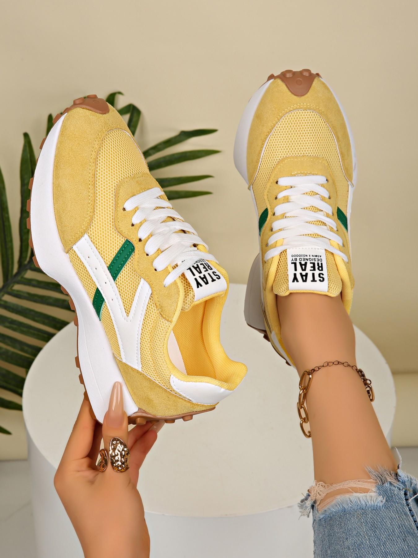 Women Height Increasing Thick Sole Non Slip Comfortable Breathable Colorblock Running Shoes Outdoor Running Sneakers for Outdoor Sports